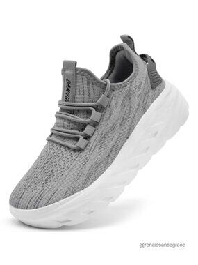 Women's Slip On Chunky Sole Walking Sneakers Lightweight Breathable Work Shoes